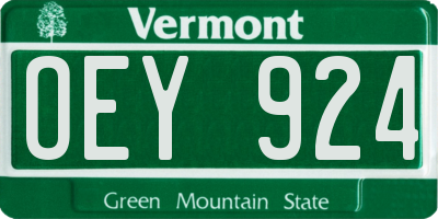 VT license plate OEY924