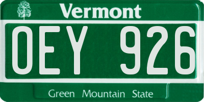 VT license plate OEY926