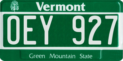 VT license plate OEY927