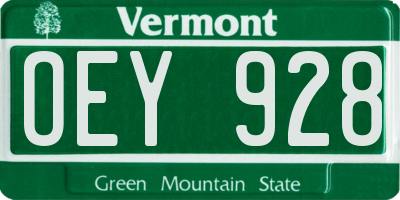 VT license plate OEY928