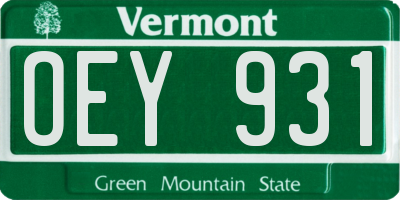 VT license plate OEY931