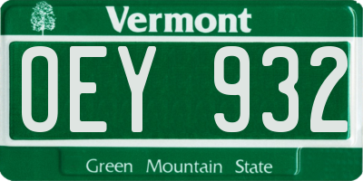 VT license plate OEY932