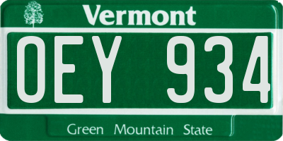 VT license plate OEY934