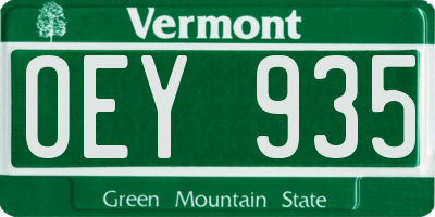 VT license plate OEY935
