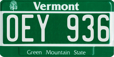 VT license plate OEY936