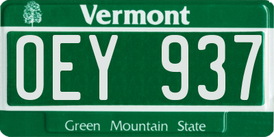 VT license plate OEY937