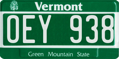 VT license plate OEY938