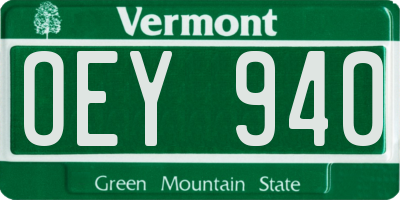 VT license plate OEY940