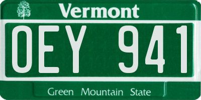 VT license plate OEY941