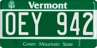 VT license plate OEY942