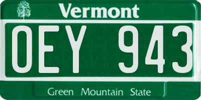 VT license plate OEY943