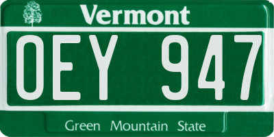 VT license plate OEY947