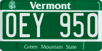 VT license plate OEY950