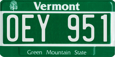 VT license plate OEY951