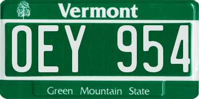 VT license plate OEY954