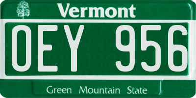 VT license plate OEY956