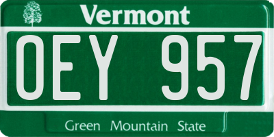 VT license plate OEY957