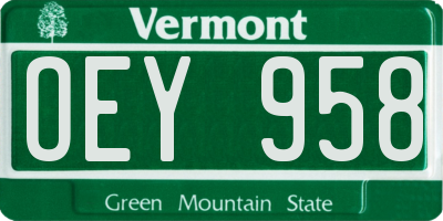 VT license plate OEY958