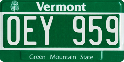 VT license plate OEY959