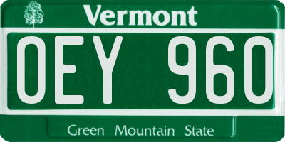VT license plate OEY960