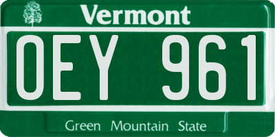 VT license plate OEY961