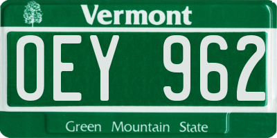 VT license plate OEY962