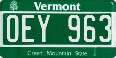 VT license plate OEY963