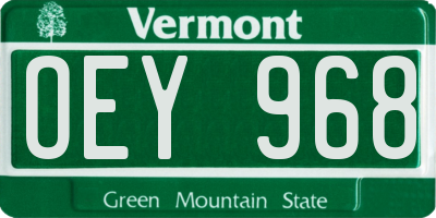 VT license plate OEY968