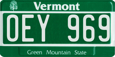 VT license plate OEY969