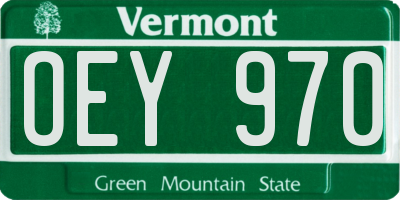 VT license plate OEY970