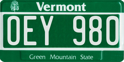 VT license plate OEY980