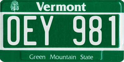 VT license plate OEY981