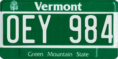 VT license plate OEY984