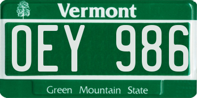 VT license plate OEY986