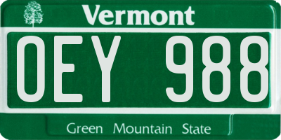 VT license plate OEY988