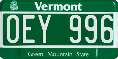VT license plate OEY996