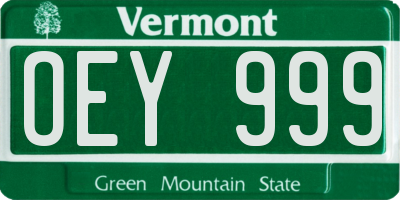 VT license plate OEY999