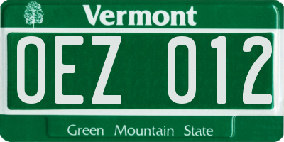 VT license plate OEZ012