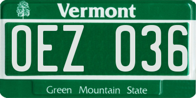 VT license plate OEZ036