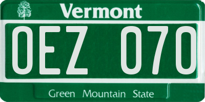 VT license plate OEZ070