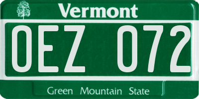 VT license plate OEZ072