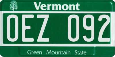 VT license plate OEZ092
