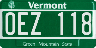 VT license plate OEZ118