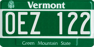 VT license plate OEZ122