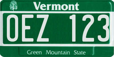 VT license plate OEZ123