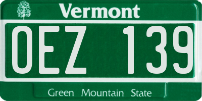 VT license plate OEZ139