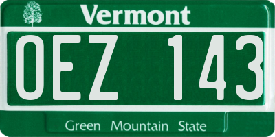 VT license plate OEZ143