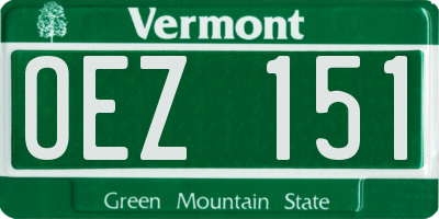 VT license plate OEZ151
