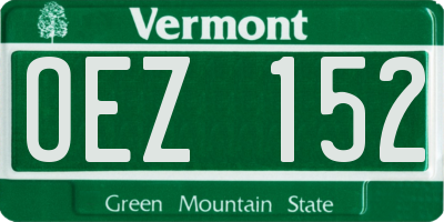 VT license plate OEZ152