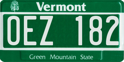 VT license plate OEZ182